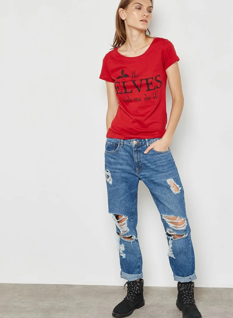Jacqueline de Yong Slogan T-Shirt