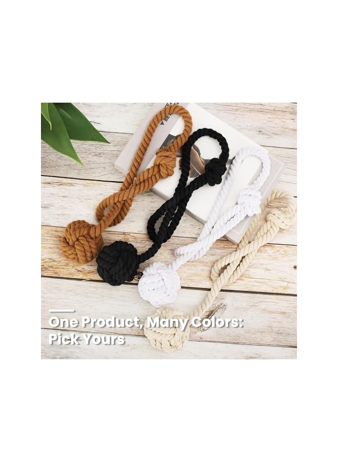 The Bros 2 Pack Curtain Tiebacks, Curtain Ties, Curtain Holders for Wall Drapes, Curtain Holdbacks, Curtain Tie Backs for Curtains Pull Backs, Drapery Tiebacks, Outdoor White Curtain Rope Tiebacks - Image 2