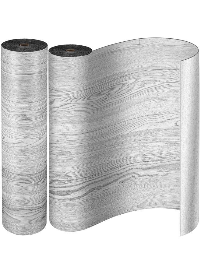 Drydiet 2 Rolls Peel and Stick Vinyl Flooring Tiles 23.6x393.7 Inch Vinyl Floor Tiles Linoleum Vinyl Plank Flooring Coverings Waterproof Wear for DIY Installation Room Office Kitchen (Gray Wood Grain) - Image 1