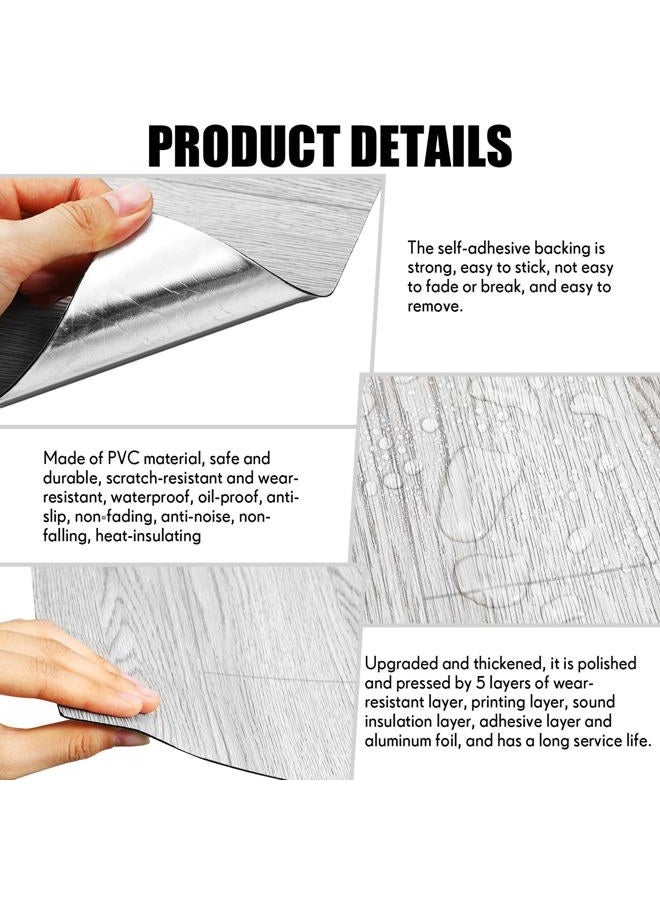 Drydiet 2 Rolls Peel and Stick Vinyl Flooring Tiles 23.6x393.7 Inch Vinyl Floor Tiles Linoleum Vinyl Plank Flooring Coverings Waterproof Wear for DIY Installation Room Office Kitchen (Gray Wood Grain) - Image 3