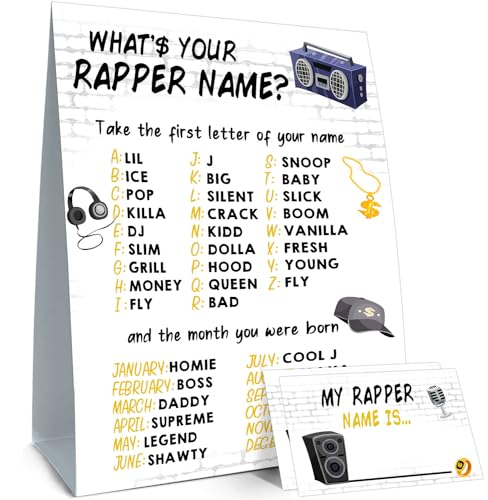 BirtDerr Notorious One Birthday DecorationsRapper Theme Birthday Party SignRapper Activity Decoration SuppliesGame Night Party DecorationsWhats Your Rapper Name Game - Image 1