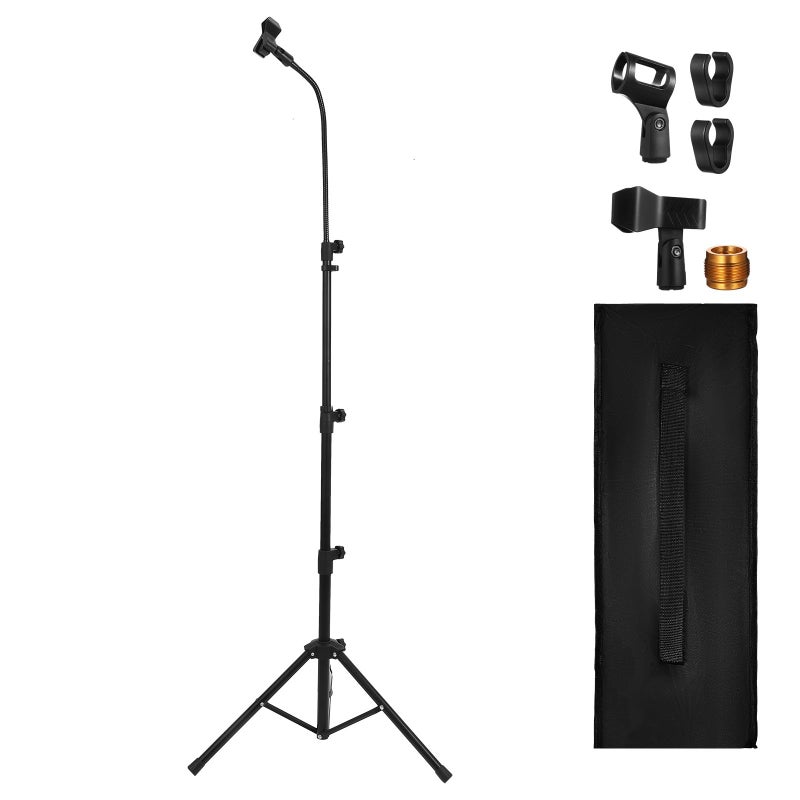 Heavy Duty Adjustable Floor Microphone Stand with Clamp and Carrying Bag for Stage Performance - Image 2