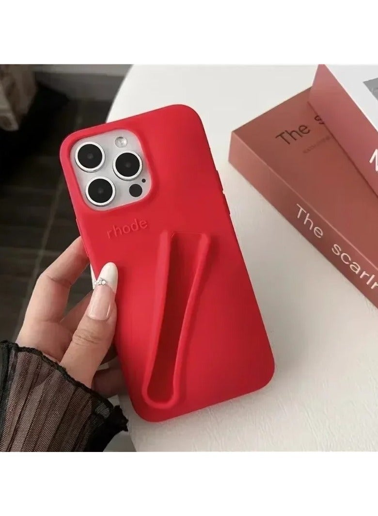 Rhode Soft Silicone Lipstick Holder Case for iPhone 15 16 Pro Max 14 Plus 13 12 11 ProMax Portable Lip Gloss Storage Protective Cover