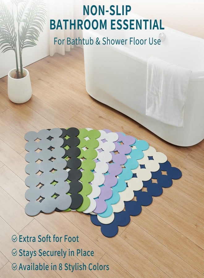 Webos Bathtub Mat Non Slip: Extra Long Rubber Bath Mat for Tub with Strong Suction Cups 15.4" x 37.8" Anti Slip Shower Mat, Big Drain Holes Bathroom Mats for Tub & Shower, Circle-Grey - Image 3