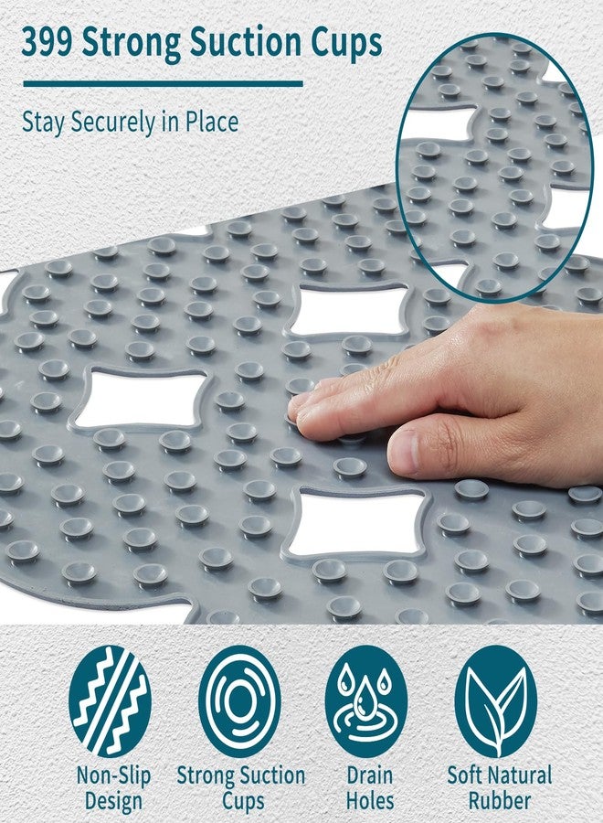 Webos Bathtub Mat Non Slip: Extra Long Rubber Bath Mat for Tub with Strong Suction Cups 15.4" x 37.8" Anti Slip Shower Mat, Big Drain Holes Bathroom Mats for Tub & Shower, Circle-Grey - Image 5