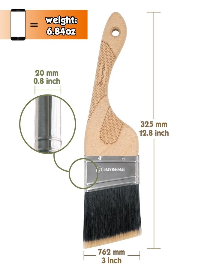 ROLLINGDOG 3 Inch Angled Paint Brush - Trim Brush for Painting Wall Cutting in Corners and Edges(Stiff Filament) - Image 4