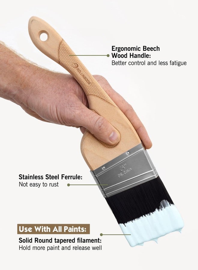 ROLLINGDOG 3 Inch Angled Paint Brush - Trim Brush for Painting Wall Cutting in Corners and Edges(Stiff Filament) - Image 5