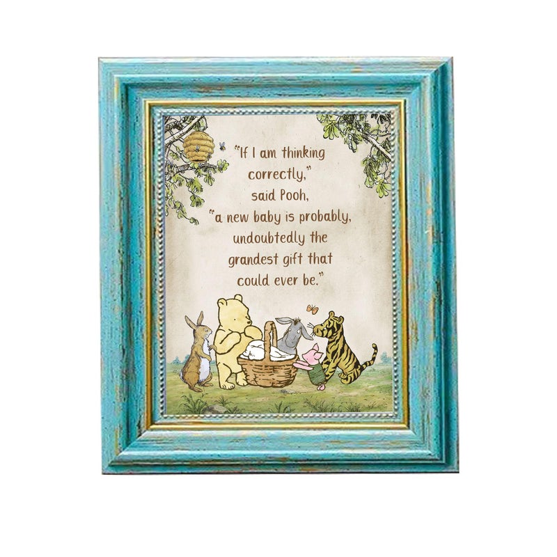 Unbala 8 x 10 Inch Winnie Baby Shower Centerpiece Classic Pooh Quotes Table Sign Decor Cute Adding For MommyToBe Party Kids 1 St Birthday Favors - Image 2