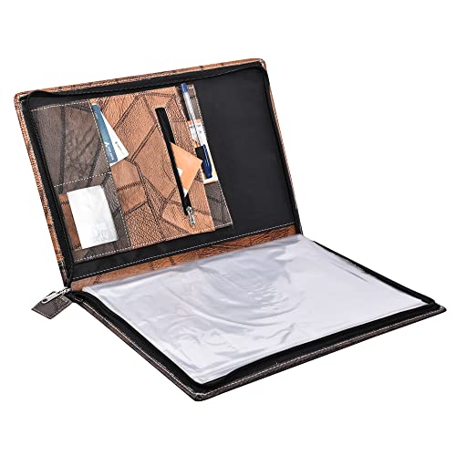 AmazingHind Leatherette Files for documents.File folders for documents.Certificate File Holder to Store Your documents with 20 Leafs (B4, Grey Brown_20 Leafs) - Image 3
