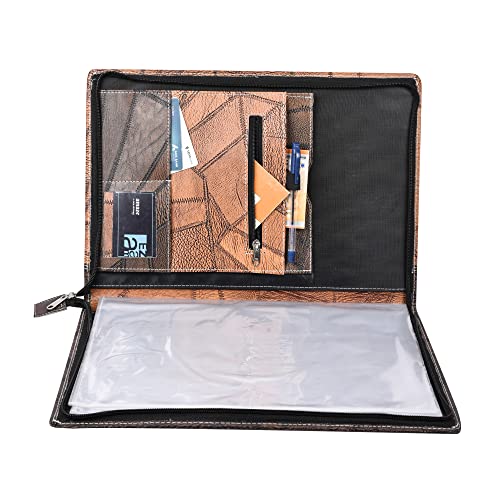 AmazingHind Leatherette Files for documents.File folders for documents.Certificate File Holder to Store Your documents with 20 Leafs (B4, Grey Brown_20 Leafs) - Image 4