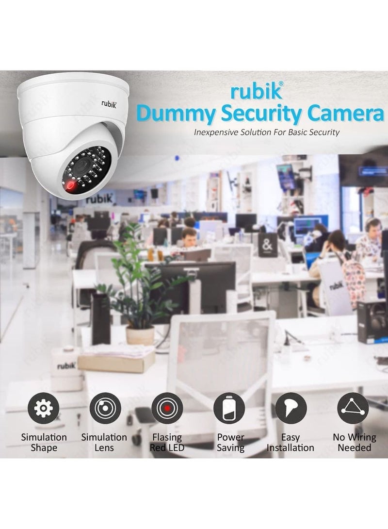 Rubik 4pc Dummy CCTV Camera with Flashing LED Light, Adjustable Fake Surveillance Camera Security Indoor Dome Camera with LED Light (White)  - Image 2