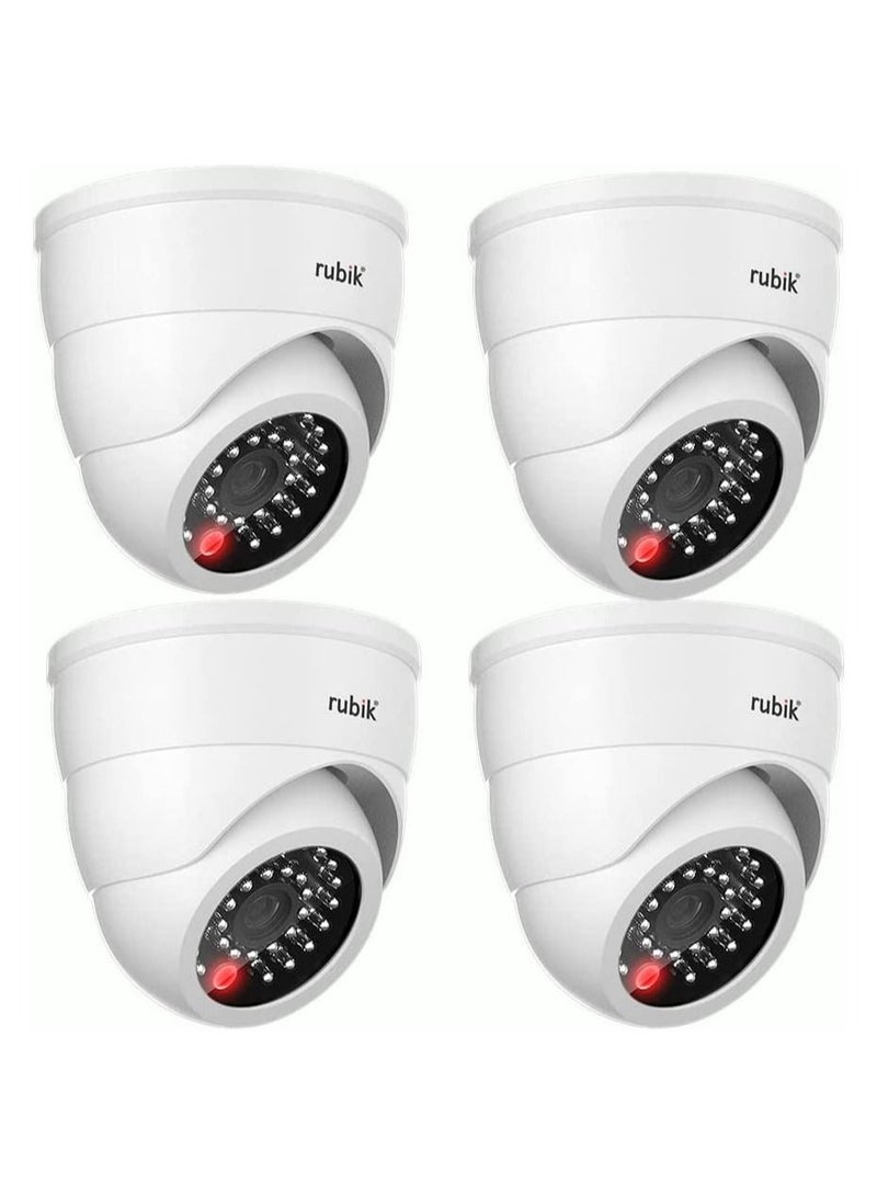 Rubik 4pc Dummy CCTV Camera with Flashing LED Light, Adjustable Fake Surveillance Camera Security Indoor Dome Camera with LED Light (White)  - Image 1