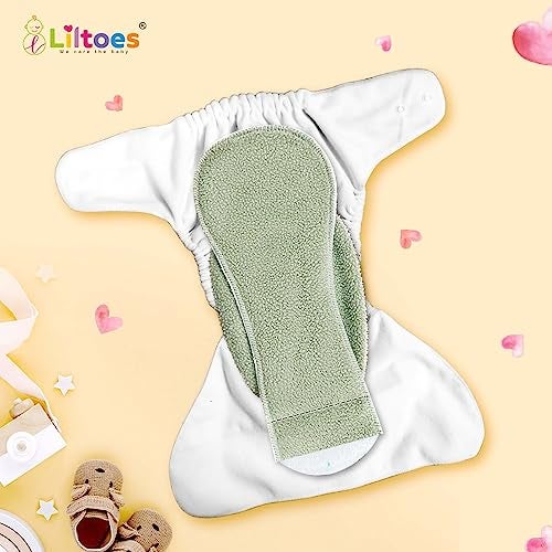 LILTOES Cloth Diapers For New Born Babies 0 to 3 Years | Freesize Adjustable and Reusable | Premium Cloth Nappies Pack of 2 (2 Cloth Diapers + 2 Inserts) | Jungle Safari + Little Mermaid - Image 5