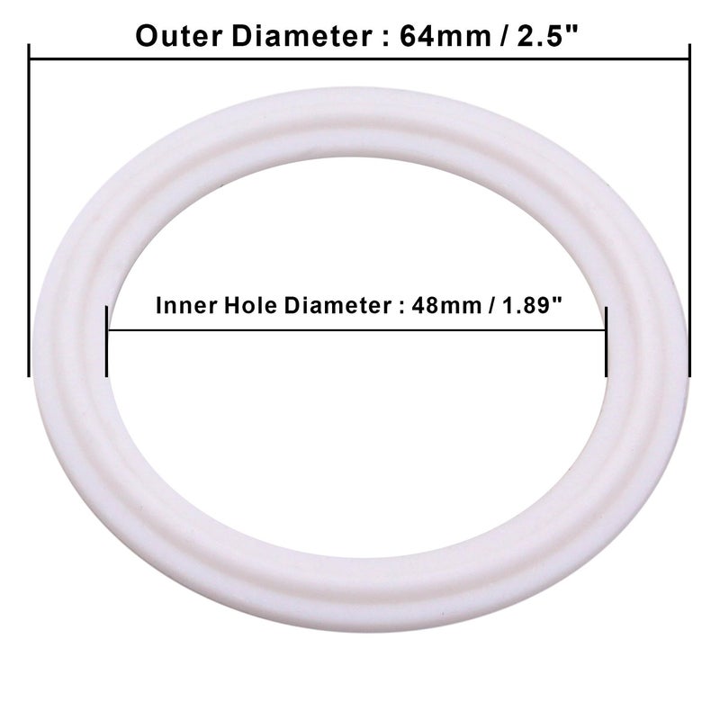 ديرنورد حشية من البوليتترافلوروإيثيلين (PTFE) من نوع مزودة بمشبك ثلاثي (Tri-Clamp) وحلقة O، بقياس 2 بوصة، تناسب أنابيب صحية بقطر خارجي 64 مم (Pack of 10) - Image 2