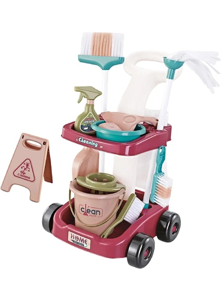 Kids Cleaning Set 17 Pieces | Kids Cleaning Tools Toy Set 17 Pieces | Kids Cleaning Kit with Cleaning Cart | Kids Cleaning Cart Toy | Kids Cleaning Role Play Set | Kids House Cleaning Toy | Kids Broom and Mop Play Set | 17-Piece Kids Housekeeping Set | Educational Cleaning Toy for Kids | Kids Pretend Play Cleaning Set | Kids Cleaning Cart with Accessories | Realistic Kids Cleaning Set | Kids Cleaning Cart Role Play Toy | Kids Household Cleaning Tools Set | Interactive 17-Piece Kids Cleaning Toy - Image 3