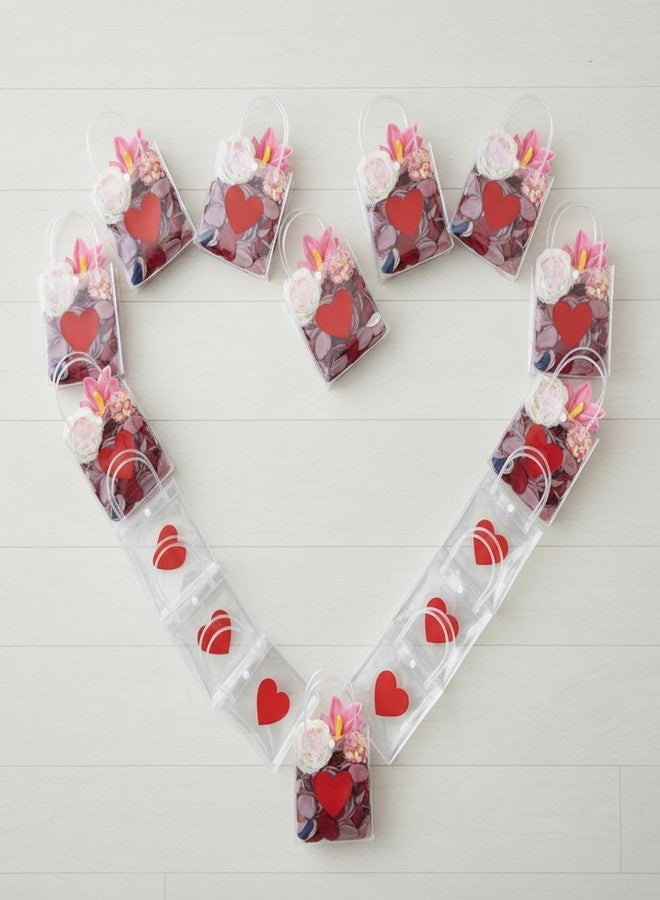 Glenmal 50 Pcs Valentines Day Clear Gift Bags with Handle Transparent PVC Plastic Red Heart Love Reusable Shopping Tote Wrap Bags for Valentines Weddings - Image 1