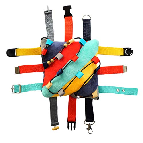 SENSORY4U Buckle Pillow Sensory Fine Motor Development Toy Activity Plushie OT Therapy Tool Threading Counting Colors Latches Sorting Skills in One 2nd Edition - Image 1