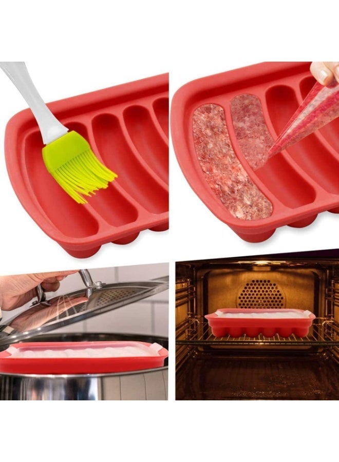 4pcs هوت دوغ سيليكون القالب,6 تجويف النقانق سيليكون القالب,القالب النقانق ل DIY محلية الصنع هوت دوغ,الخبز والحلوى والشوكولاته والكعكة - Image 4