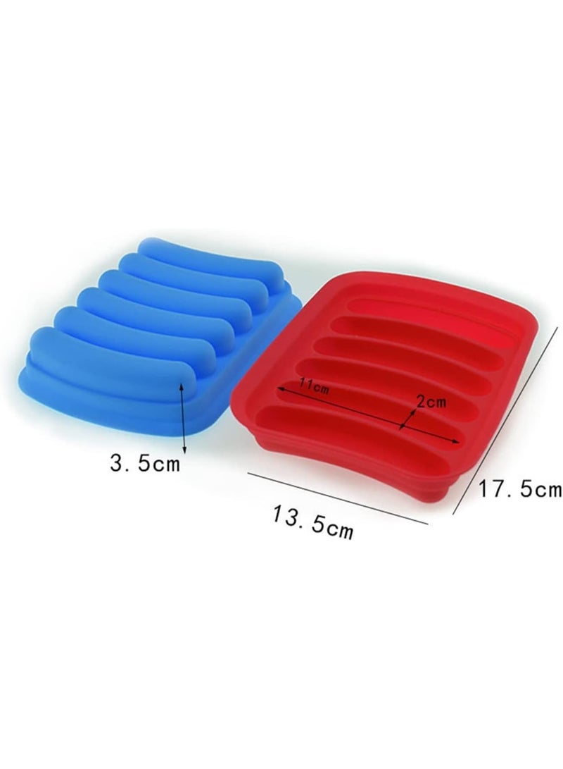 4pcs هوت دوغ سيليكون القالب,6 تجويف النقانق سيليكون القالب,القالب النقانق ل DIY محلية الصنع هوت دوغ,الخبز والحلوى والشوكولاته والكعكة - Image 2