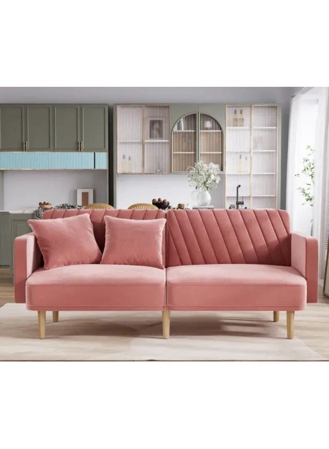 Modern Velvet Convertible Sofa Bed - Image 1