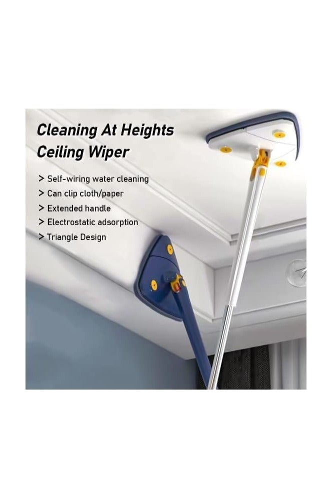 دينكس ممسحة تنظيف, طقم ممسحة دوارة 360 درجة ودلو بتصميم مسطح بنظام الفصل الذاتي مع وسادتان من المايكروفايبر ومقبض قابل للتمدد مثالي لتنظيف جميع انواع الارضيات - Image 4