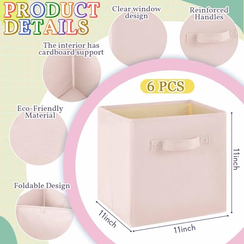 Yinder 6 Pcs Cube Storage Bin 105x105x11 Storage Bins for Playroom Decor Colorful Bins for Kids Foldable Baskets for Nursery Organizer Boxes Fabric Boxes Pastel Colors - Image 3