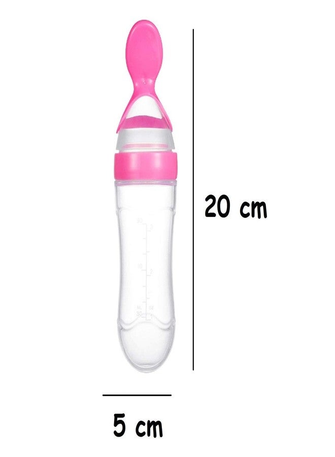 Chopchi Feeding Spoon Bottle with Squeezy Food Bottle 6 Month Above Baby,90ml, Color Pink - Image 3