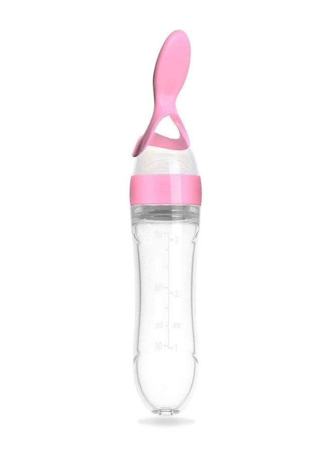 Chopchi Feeding Spoon Bottle with Squeezy Food Bottle 6 Month Above Baby,90ml, Color Pink - Image 1