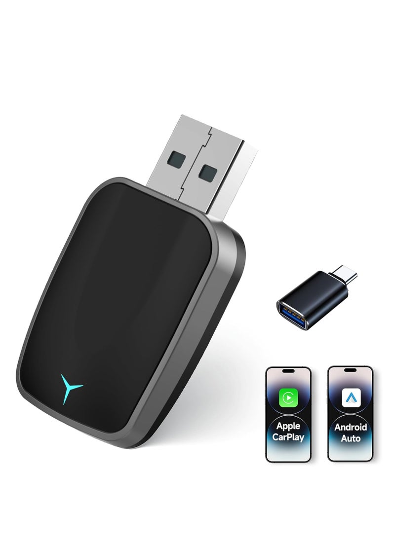 Necomi Car Wireless Adapter, Wireless CarPlay Adapter and Android Auto 2-in-1, Plug-and-Play Conversion from Wired to Wireless Adapter, Compatible with Apple CarPlay/Android Auto - Image 1