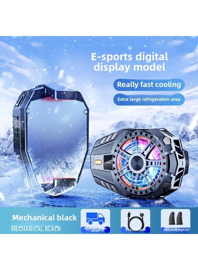 Three-speed Digital Display Mobile Phone Radiator Semiconductor Refrigeration Mute Back Clip Suitable For Black Shark Ipad Cooling Artifact-Color:Mobile Radiator-【digital Model-black】+finger Cot - Image 1