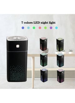 Arabest 1000Ml Air Humidifier Usb Large Capacity Quiet Cool Mist Humidifiers With 7 Color Leds Night Light Portable Personal Humidifier For Home Car Bedroom Office And Travel Black  - Image 2