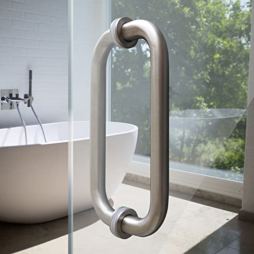 CKB 8" Shower Door Handle, Compatible with 1/4" (6mm) to 1/2" (12mm) Thick. Stainless Steel Double Side Glass Door Pull, Brushed Nickel - Image 5