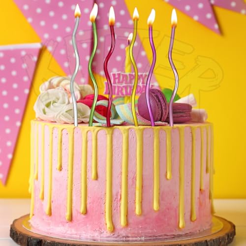 KITTER Twisty Metallic Multi Colour Spiral Candles - 6 Pieces | Twisty Birthday Cake Candles | Party & Wedding Cake Decoration | Metallic Spiral Candle for Cake Decoration (Multicolor) - Image 2