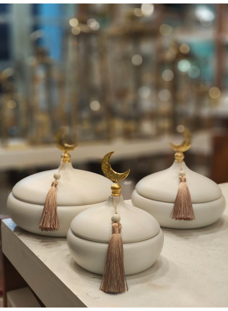 Ramadan Kareem, 3-piece Islamic metal hospitality set, multi-purpose, sizes 12/16/19 inches in diameter - Image 1