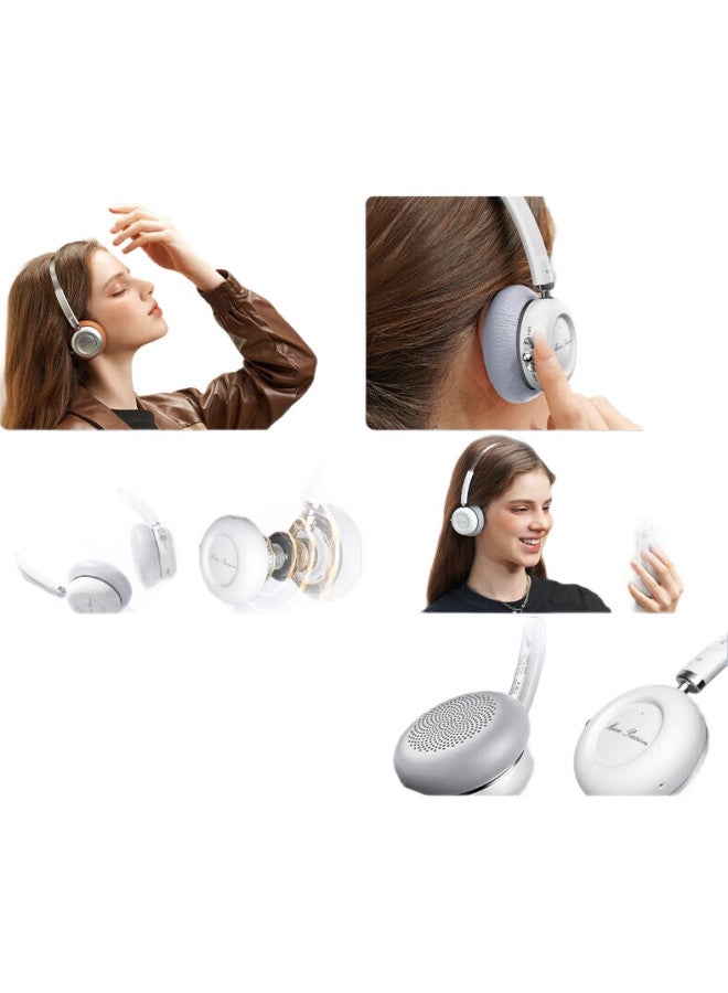 Xiberia (Xiberia) Yu Dm25 Retro Fashion Over-Ear Headphones Gold Label Wireless Bluetooth Headphones Ultra-Long Battery Life Music Gaming Sports Headphones Frosted White - Image 1