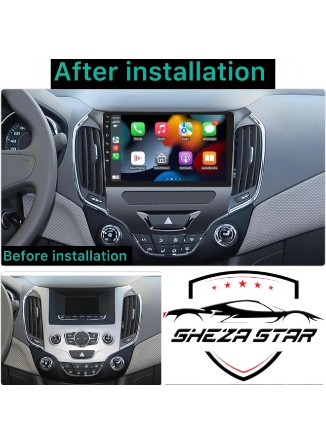 SHEZA STAR Android Car Stereo for Chevrolet Chevy Cruze 2015-2018 6GB RM 128GB ROM Support SIM Card, Carplay, M-Link Wi-Fi BT, Radio GPS, 9 Inch IPS Touch Screen with AHD Camera Included - Image 2