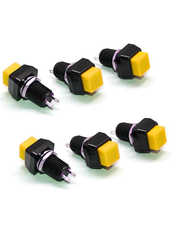 melfi 6 قطع مفتاح دوار لاقط 2 دبوس بدون زر ضغط 2A 250V - أصفر - Image 1