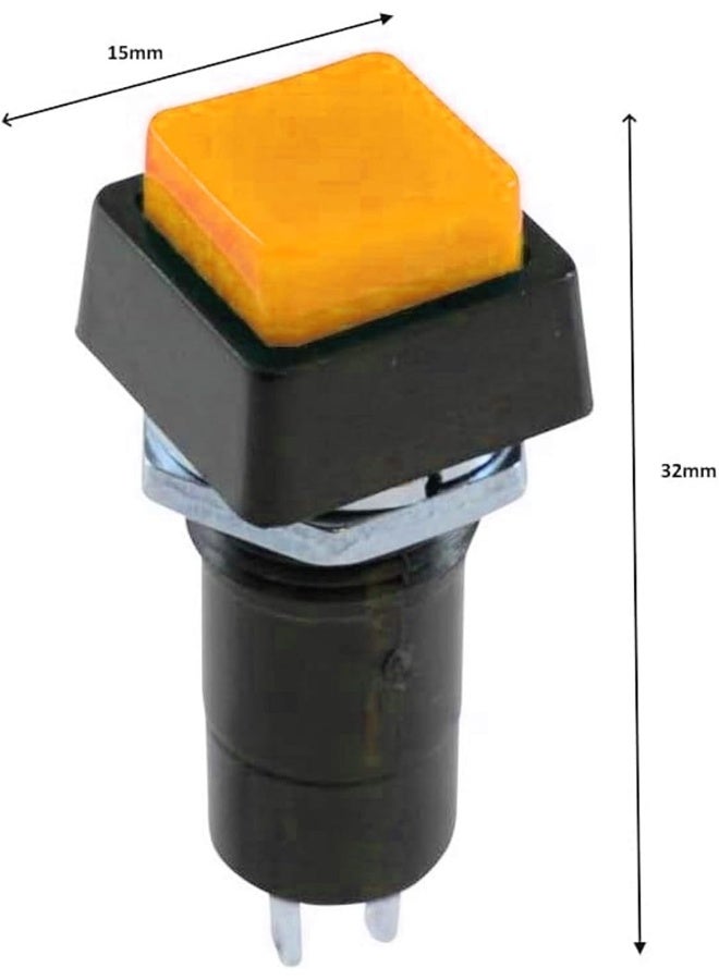 melfi 6 قطع مفتاح دوار لاقط 2 دبوس بدون زر ضغط 2A 250V - أصفر - Image 2