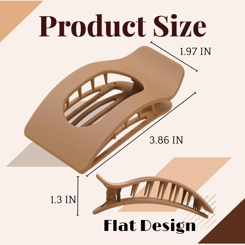 Drealoe 8 Pack Flat Hair Clips for Women â€“ Large Matte Rectangle No-Slip Claw Clips, Strong Hold Square Hair Accessories for Thick & Thin Hair, Lay Flat Design for Work & Daily Styling - Image 2