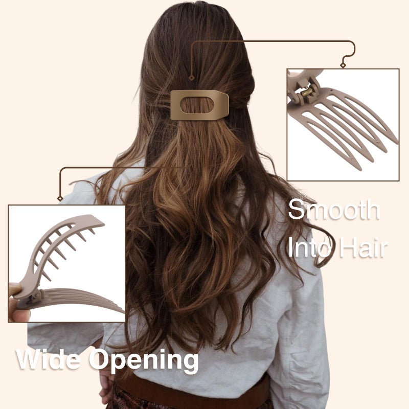Drealoe 8 Pack Flat Hair Clips for Women â€“ Large Matte Rectangle No-Slip Claw Clips, Strong Hold Square Hair Accessories for Thick & Thin Hair, Lay Flat Design for Work & Daily Styling - Image 4
