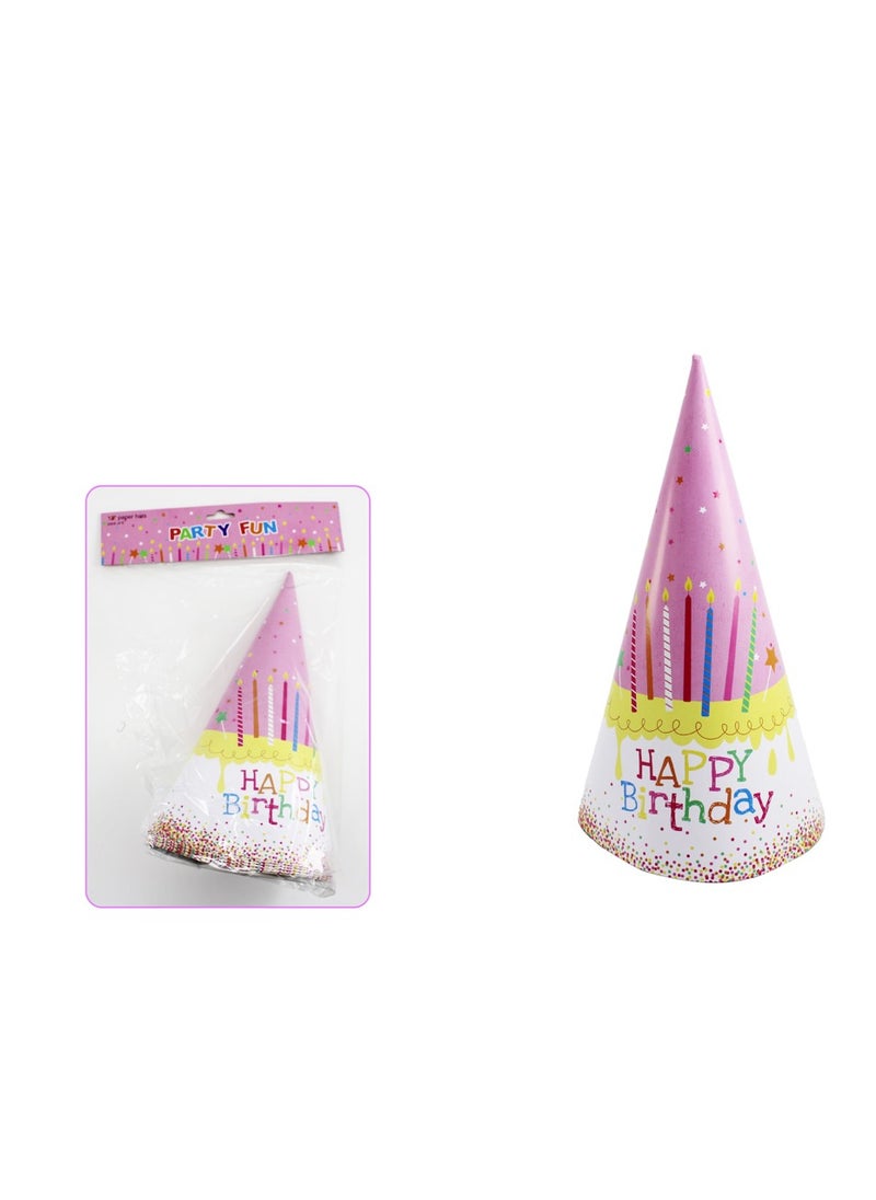 PARTY FUN Happy Birthday Paper Hats 12inch, Set of 6 Pcs Festive Headwear for Joyful Celebrations  - Image 2
