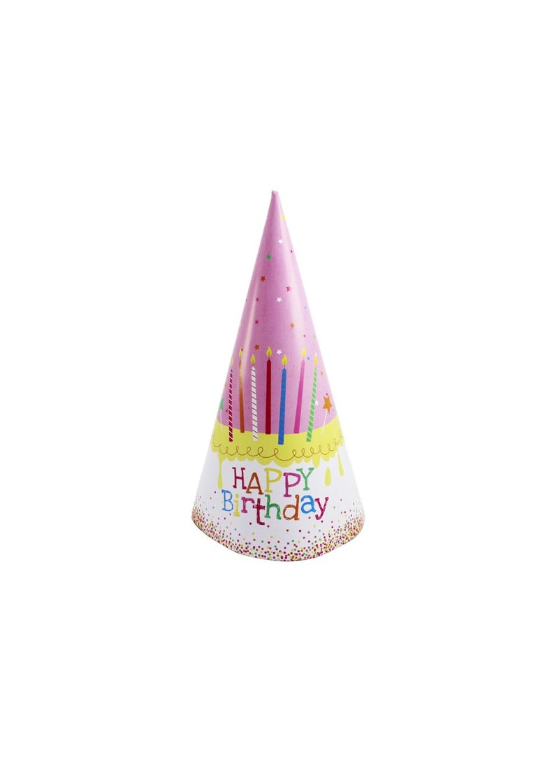 PARTY FUN Happy Birthday Paper Hats 12inch, Set of 6 Pcs Festive Headwear for Joyful Celebrations  - Image 1