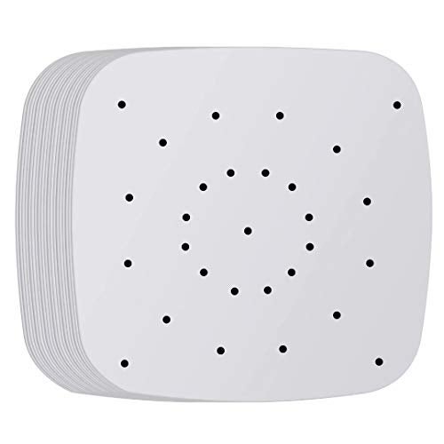 DNSSY 200pcs 8.5inch Square Perforated Parchment Paper Sheets, Premium Nonstick Bamboo Steamer Liner for Air Fryers, Steaming Basket, Oven, Baking, Cooking - Image 1