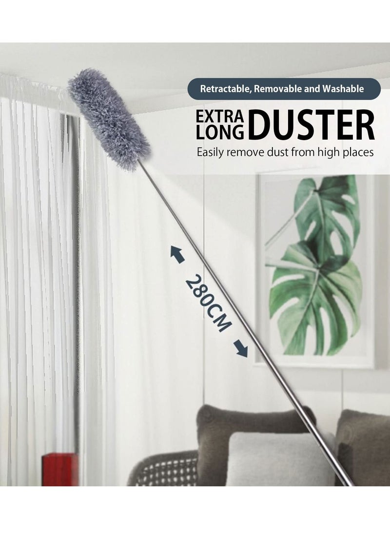 Ultra Long Household Dust Duster Cleaning Hair Duster Removal And Ash Roof Cleaning Brush Sweeping The Wall Microfiber Duster Bendable Telescopic