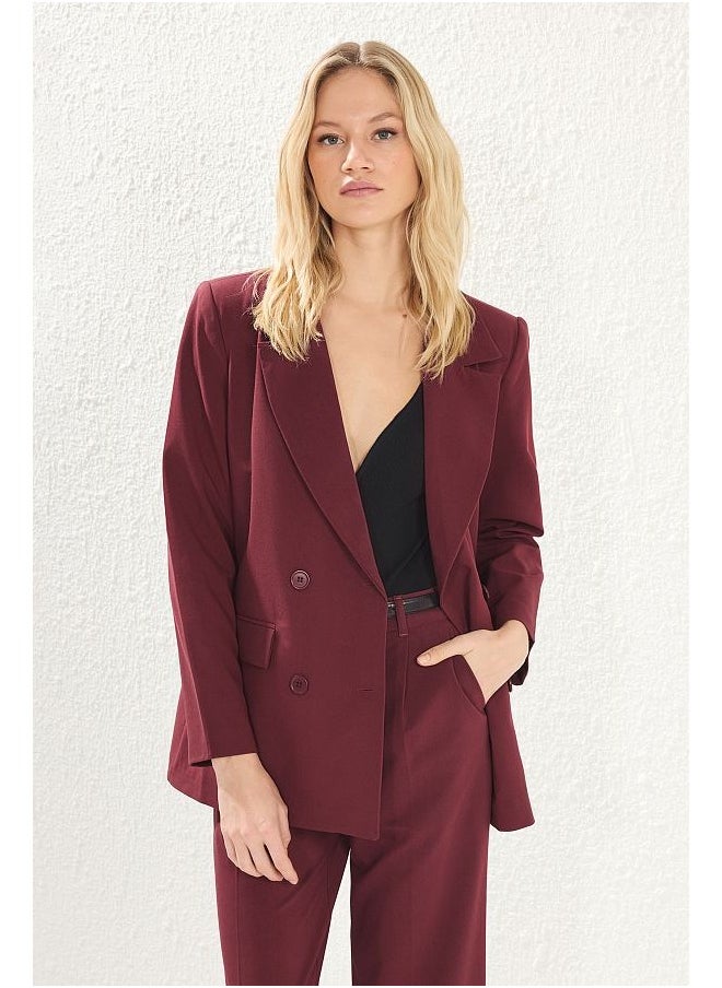 trendyol - Burgundy Lined Oversize Blazer Jacket TWOAW25BC00041 - Image 1