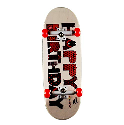 Noahwood Wooden Fingerboard Complete (Noah Team 8.0 360flip Bamboo Deck 34mm,White Trucks 34mm,Red Spherical Wheels no logo) (Happy Birthday I) - Image 1