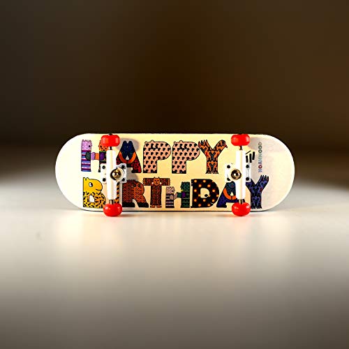Noahwood Wooden Fingerboard Complete (Noah Team 8.0 360flip Bamboo Deck 34mm,White Trucks 34mm,Red Spherical Wheels no logo) (Happy Birthday I) - Image 2
