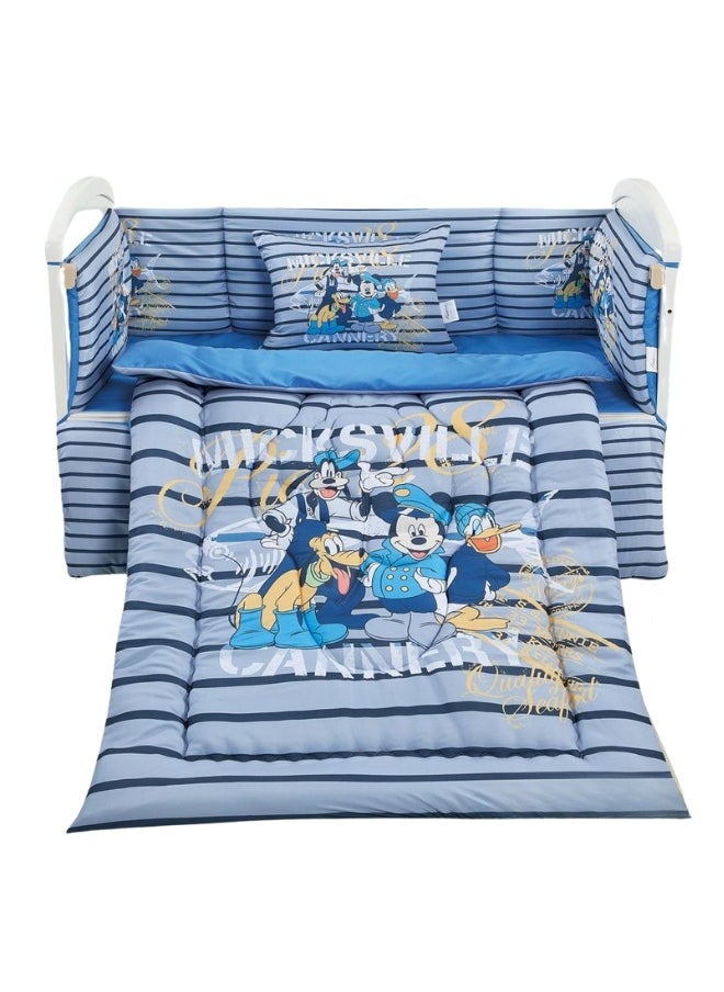 سمارت هوم طقم مفارش سرير أطفال ، مفرش حواجز طقم مكون من لحاف اطفال مقاس 90X145 سم شرشف مطاط 110X160 سم مخده مقاس 35X45 سم حواجز مقاس 33X130 سم حواجز مقاس 33X330 سم  - Image 3
