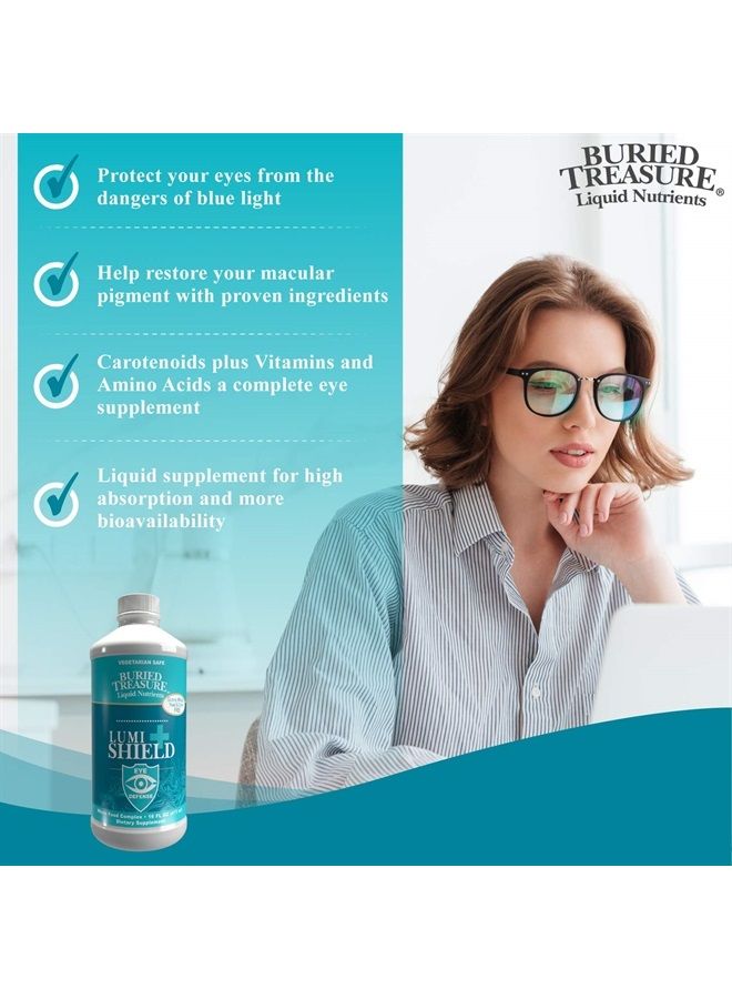 Buried Treasure LumiShield Plus- AREDS 2 Comprehensive Eye Vitamin with Lutein Meso-zeaxanthin and Zeaxanthin. Eye Health Support in Liquid Supplement, Peppermint Flavor. 16 oz. - Image 2