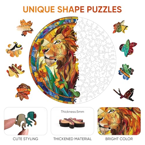 Mys Aurora Unique Wooden Jigsaw Puzzles NatureLion 500 Pcs King Size 165 x 165 Luxurious Animal Shaped Wood Puzzle Beautiful Package Best Gift for Adults - Image 5